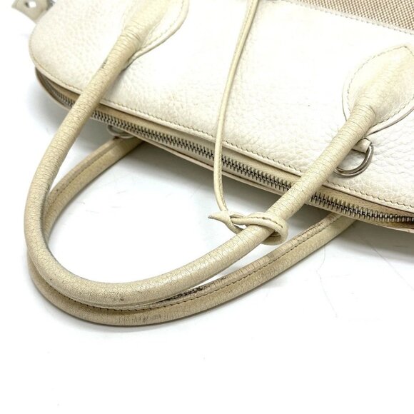 HERMES Bolide35 Bag Hand Bag Toile H / Leather White - Picture 10 of 14